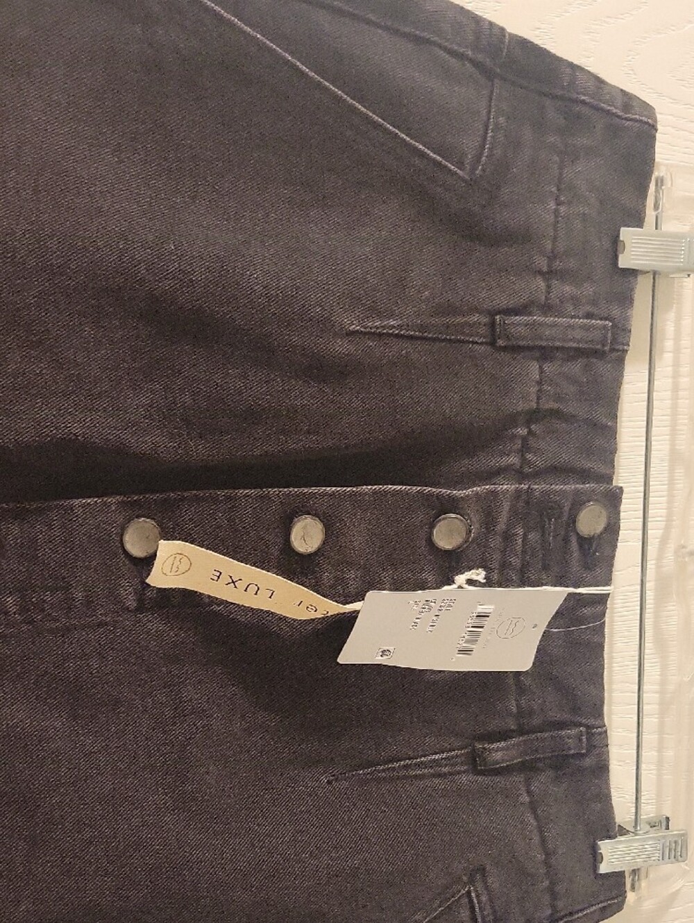 NWT Saltwater LUXE Black Button-Front Denim Mini Skirt - Picture 6 of 8
